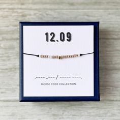 Morse code bracelet will be a great addition to your everyday style with a secret message only you and your friends know. * * * DETAILS * * * ✦ Materials:  - Japanese Glass Beads: approx. 3mm Please write the DATE for production and printing on the card: Example: Bracelet 1: "12.16"  Bracelet 2: "07.05"  This bracelet comes with a gift box which is perfect for gifting~ * * * NOTICE * * * No two items will be exactly the same due to the handmade nature of this item. Thanks again for visiting and Best Friend Morse Code Bracelet, Mores Code Bracelet Bff, Bestie Morse Code Bracelet, Morris Code Bracelet, Morse Code Bracelet Soul Sister, Code Morse, Morse Code Bracelet, Morse Code, Secret Messages