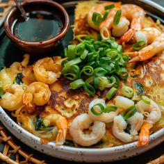 Seafood and Green Onion Jeon Korean Seafood Soup, Korean Fish Pancake, Marinated Crab Korean, Jeon Recipe, Seaweed Soup Korean Recipe, Korean Seafood Pancake, Seafood Pancake