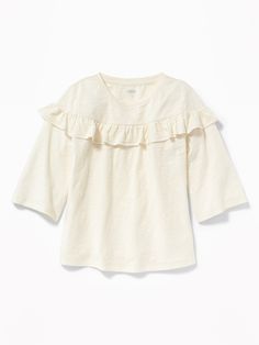 Ruffle-Trim Slub-Knit Top for Girls | Old Navy Girls T Shirts, Girls 16, Comfy Tops, Girls Tees, Polo Shirts, Girls Shopping, Ruffle Trim, Girls Tshirts, The Cutest