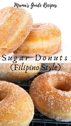 sugar donuts on a cooling rack with the words sugar donuts filipino style