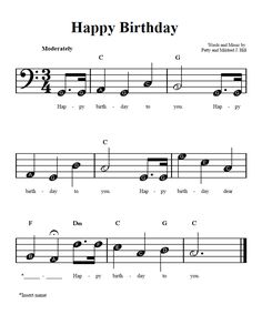 sheet music with the words happy birthday on it