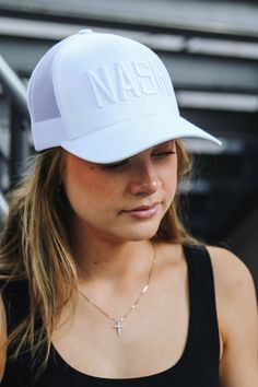 This bad boy goes with just about anything! This one's a fan favorite from the guys and the gals! It features a beautiful white 3-D stitch on our favorite white trucker. 6 Panel Unisex Mid-Profile Structured Pre-Curved Visor Adjustable Snapback Closure White Trucker Hat For Spring, Casual White Trucker Hat With Mesh Back, White Trucker Hat With Letter Print For Streetwear, White Casual Trucker Hat For Spring, White Letter Print Trucker Hat For Streetwear, White Mesh Trucker Hat For Spring, White Out, Men And Women, 3 D