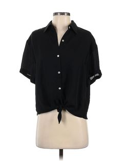 Shinestar Short Sleeve Blouse Size: Small Tops - used. 100% POLYESTER | Shinestar Short Sleeve Blouse: Black Tops - Size Small Black Casual Rayon Tops, Casual Black Rayon Tops, Black Rayon Blouse For Workwear, Black V-neck Rayon Blouse, Black Short Sleeve Rayon Top, Black Rayon Short Sleeve Tops, Black Rayon V-neck Blouse, Black Rayon Summer Blouse, Black Rayon Blouse For Summer