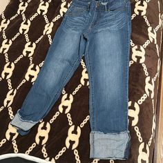 Super Cute And Casual Blue Jeans. Size 8 Fits A 6 - Nwot Casual Blue Jeans, Rolled Cuff Jeans, Off White Pants, Animal Print Jeans, Studded Jeans, Cuffed Jeans, Raw Hem Jeans, Cuffed Pants, Printed Jeans