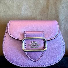 This Adorable Mini Bag Has A Suede Interior. Comes With Chain Crossbody Strap - Wrapped Up In Photos. Iridescent Pink And Purple Offers Welcome! Compact Pink Bag For Formal Occasions, Compact Pink Formal Bag, Coach Purple Shoulder Bag For Evening, Coach Purple Evening Bag, Coach Purple Crossbody Shoulder Bag, Coach Purple Bag With Adjustable Strap, Purple Coin Purse Pouch, Purple Coin Purse For Daily Use, Purple Pouch Coin Purse For Daily Use