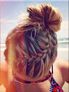 Summer hair style $24.99 rayban sunglasses http://www.okglassesvips.com Fishtail Braid, Pretty Braided Hairstyles, Braided Bun, Bad Hair, Beach Hair, About Hair, Hair Day