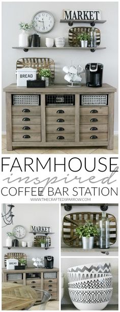 the farmhouse coffee bar station is perfect for any home