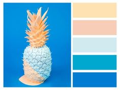 a pineapple on a blue background with color swatches