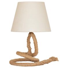 a rope lamp with a white shade on it