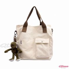 Qteee - Frog-themed Canvas Crossbody Bag for School Use: Stylish and Functional Accessory Casual Cotton Satchel With Removable Pouch, Casual Cotton Satchel For School, Casual Cotton Bags For Errands, Casual Satchel Backpack For Errands, Casual School Canvas Bag With Removable Pouch, Casual School Satchel With Paper Bag Included, Monster Backpack, Bunny Backpack, Embroidered Backpack