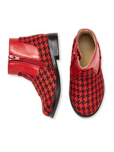 T610_RD_g_7.jpg?0 Cute Fall Booties With Round Toe, New Cinderella, Diamond Shoes, Girls Couture, 4th Of July Outfits, Black Houndstooth, Ballerina Shoes, Houndstooth Pattern, Winter Casual