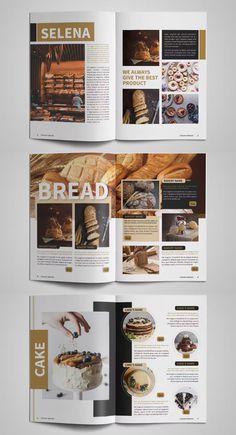 an open brochure with breads and pastries on the front, inside and out