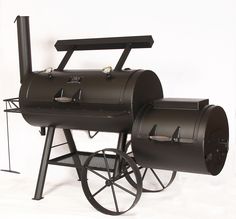 a black bbq grill sitting on top of a cart