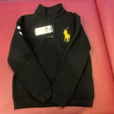 Nwt Black With Gold Logo And White “3” On Right Sleeve Black Tops For School In Fall, Black Long Sleeve Sweatshirt For School, Sporty Black Tops For School, Black Sporty Sweatshirt For School, Black Long Sleeve T-shirt For School, Polo Ralph Lauren Hoodie, Plaid Hoodie, Ralph Lauren Sweatshirt, Distressed Sweatshirt