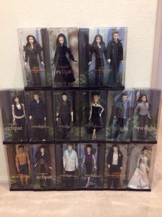 the twilight saga movie action figures are on display