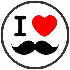 i love moustaches with a mustache and heart in the center on a white background