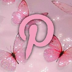 pink butterflies flying around the letter p