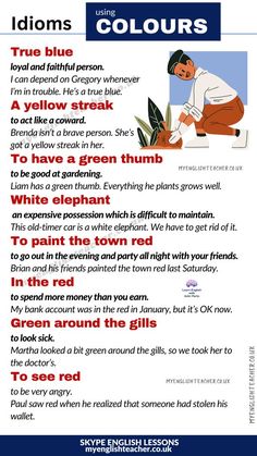 a poster with some words on it that say idioms and the color red