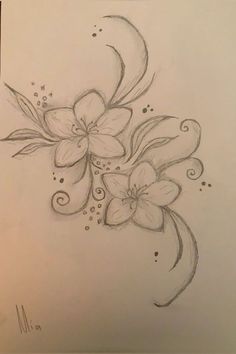 a drawing of some flowers on paper