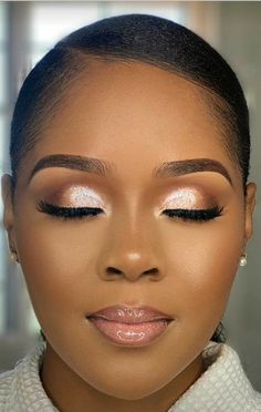 Eye Make Up For Dark Skin, Cork Screw Hairstyles, Spring Wedding Makeup Looks, Natural Makeup Look For Black Women, Bridal Nails Black Women, Bridal Make Up Black Woman, Pageant Makeup Black Women, Makeup Looks For Black Women Natural, Makeup For Black Skin Natural