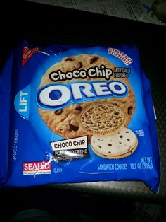 a bag of chocolate chip oreo cookies