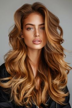 Infuse your hair with warmth and depth using caramel balayage highlights, which create a subtle, natural gradient perfect for any base color. Click to see more ideas. Hair Color Ideas With Dark Roots, Toffee Blonde Hair Caramel, Hair Color Ideas For Brunettes With Blonde Highlights, Copper Hair With Dark Roots Strawberry Blonde, Cute Natural Hair Color Ideas, Caramel Blonde Hair Balayage, Caramel Copper Balayage Brunettes, Blonde Hair Caramel, Light Copper Balayage