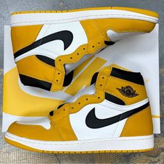 Selling A Brand New In Box Pair Of Nike Air Jordan 1 High Retro Og Yellow Ochre. Yellow Ochre / Black - Sail Men’s Us 10.5 / Uk 9.5 / Eu 44.5 Nike Id Dz5485-701 Please Check Size Before Purchasing. Click Add To Bundlebelow To Receive An Offer! Combine Items And Save On Shipping! Yellow High-top Custom Sneakers For Streetwear, Yellow High-top Sneakers With Gum Sole, Nike Custom Yellow Sneakers With Rubber Sole, Yellow High-top Custom Sneakers With Rubber Sole, Custom Yellow Nike Sneakers With Branded Insole, Yellow High-top Sneakers With Contrast Sole For Streetwear, Yellow Leather Custom Sneakers For Streetwear, Yellow High-top Custom Sneakers With Gum Sole, Custom Yellow Leather High-top Sneakers