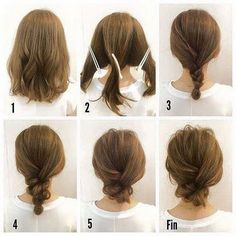 Sanggul Modern, Up Dos For Medium Hair, Hair Tutorials For Medium Hair, Long Bob Hairstyles, Hair Updo, Hair Tutorials, Shoulder Length Hair