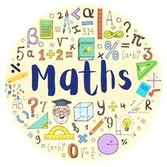 the word maths surrounded by many different types of numbers and symbols on a white background