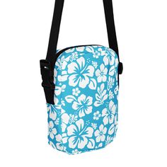 Get ready to pack some serious style with this Aqua Blue and White Hawaiian Flowers Crossbody Bag! It's got all the roomy pockets and adjustable straps you need to take on every adventure, from beach days to festivals and everything in between. • 100% polyester • Fabric weight: 9 oz./yd.² (305 g/m²) • Bag size: 5.7″ × 7.7″ × 2″ (14.5 cm × 19.5 cm × 5 cm) • Water-resistant and durable • Sturdy fabric with fusible backing to add firmness • Inside and outside pockets • Adjustable strap • Two-way zi Blue Nylon Beach Bag, Blue Nylon Shoulder Bag With Cell Phone Pocket, Blue Shoulder Bag With Adjustable Strap For Outdoor, Blue Shoulder Bag With Adjustable Straps For Travel, Summer Blue Nylon Shoulder Bag, Summer Nylon Shoulder Bag In Blue, Blue Bags With Adjustable Straps For Outdoor Activities, Summer Blue Shoulder Bag With Adjustable Strap, Blue Crossbody Bag With Adjustable Straps