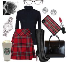 Scottish Skirt Outfit, Tartan Skirt Outfit, Tartan Outfit, Red Tartan Skirt, Scottish Skirt, 2015 Style, Scottish Style, Xmas Outfits, Moms Fashion