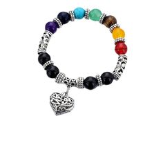 Material: Natural Stone Color: TR1004 Fashion Element: Texture Style: Personality Casual Silver Jewelry With Heart Beads, Multicolor Heart Bracelet As Gift, Casual Silver Jewelry With Heart Charm, Casual Black Jewelry With Heart Beads, Multicolor Heart Charm Bracelet Gift, Multicolor Heart Shaped Bracelet As Gift, Casual Jewelry With Heart Charm And Round Beads, Casual Heart Charm Jewelry As A Gift, Casual Jewelry With Heart Charm For Gift