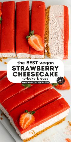 the best vegan strawberry cheesecake no bake and easy