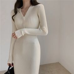 Product DescriptionEco-chic Knit Sweater Dress: Effortlessly elegant for parties. Sustainable style with a slim silhouette. Stay warm, look fabulous, feel good. Bodycon Dress Casual, Bodycon Casual, White Bodycon, Long Sweater Dress, Elegant Fall, Womens Knit Dresses, Women Long Sleeve Dress, Estilo Chic, Long Sleeve Sweater Dress