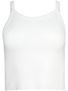 white cotton ribbed detailing cropped Sporty Ribbed Cropped Tank Top, White Cropped Hem Crop Top For Spring, Sporty Spring Cami Crop Top, Sporty Cami Crop Top For Spring, White Fitted Crop Top With Cropped Hem, White Stretch Crop Top Tank, Fitted White Cropped Top, White Fitted Top With Cropped Hem, White Stretch Cami Crop Top