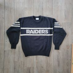 Original 80s LA Raiders knit sweater Great shape for its age No size on tags but I'd say it's a small/Medium Exact measurements in the photos provided Retro Sweatshirt For Game Day In Winter, Retro Game Day Sweatshirt For Winter, Retro Winter Game Day Sweatshirt, Crew Neck Sweater For College In Winter, Retro Knit Sweater With Ribbed Cuffs, Retro Knit Tops With Ribbed Cuffs, Vintage Sweatshirt For Game Day In Winter, Vintage College Sweater For Winter, Vintage College Sweater For Fall