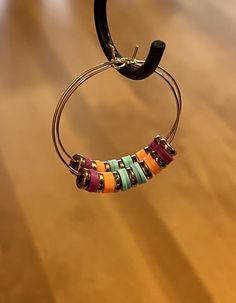 Big gold hoops with multi-color beads Color Beads, Beaded Hoops, Gold Hoops, Jewelry Earrings Hoops, Cute Earrings, Dangle Earrings, Multi Color, Handmade Items, Hoop Earrings