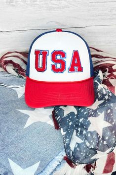 Adjustable trucker hat Summer Patriotic Trucker Hat With Curved Brim, Trendy Cap For 4th Of July, Patriotic Summer Snapback Trucker Hat, White Baseball Cap Trucker Hat For 4th Of July, Trucker Style Baseball Cap For Baseball Season, Casual Trucker Hat For 4th Of July, 4th Of July Casual Trucker Hat, 4th Of July Snapback Baseball Cap, White Trucker/basbeall Cap For 4th Of July