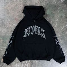 Men/Women's Diamond Loose Cardigan with Zipper, Hooded Sweater, Same Style, Y2K, Letter, Street Hoodie With Rhinestones, Bleach Hoodie Designs Y2k, Bleach Print, Hoodies Streetwear, Button Hoodie, Hooded Jacket Men, Oversize Casual, Black Cargo Pants, Graduation Outfit