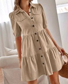 Bloom Chic, Linen Dress Short, Casual Frocks, Linen Dress Women, Mode Casual, Simple Trendy Outfits, Short Mini Dress, African Fashion Dresses, Dress Short