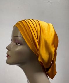 Ready to wear Head Turban. One size fits all. Easy to wear. One Size Fits Most Headband Headscarf, Casual Adjustable Solid Color Turban, Solid Color Headscarf Shaped As Headband, Adjustable Yellow Party Turban, Yellow Headband Headscarf, Yellow One Size Headband Headscarf, Elegant One-size Beach Turban, Traditional Adjustable Yellow Headwrap, Yellow Headband-style Turban