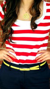 STRIPES - skinny yellow belt Nautical Theme Outfit, Closet Full Of Clothes, Nautical Outfits, Yellow Belt, Confessions Of A Shopaholic, Dressed To Impress, Just Run, Virtual Closet, My Personal Style