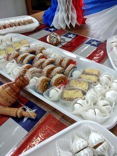 there are many desserts on the table ready for us to eat at this party