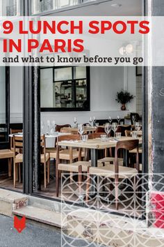 a restaurant with the words 9 lunch spots in paris and what to know before you go