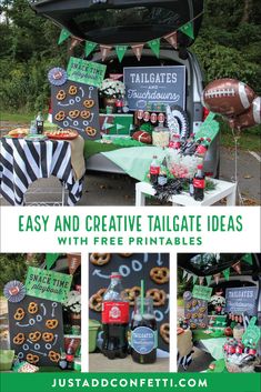 an easy and creative tailgate ideas with free printables