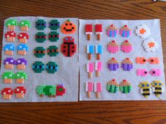 two pieces of crafting paper with beads on them