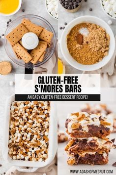 gluten - free s'mores bars with text overlay