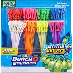 six assorted plastic straws with different colors and designs on the packaging for each item