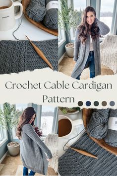 the crochet cable cardigan pattern is shown