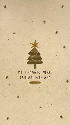 an image of a christmas card with a tree and stars on the bottom, in spanish